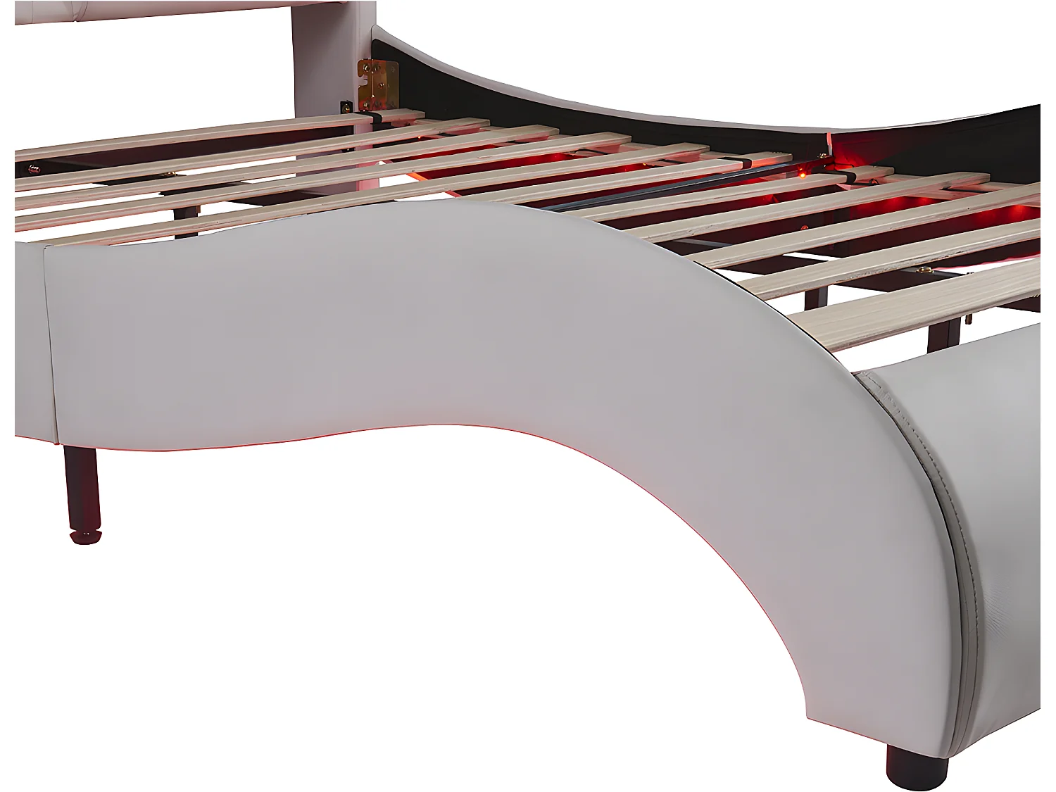 Lit avec tête de lit capitonnée avec LED- 140 x 200 cm - Blanc - Sweiko