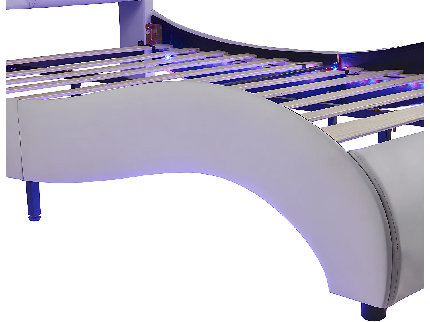 Lit avec tête de lit capitonnée avec LED- 140 x 200 cm - Blanc - Sweiko