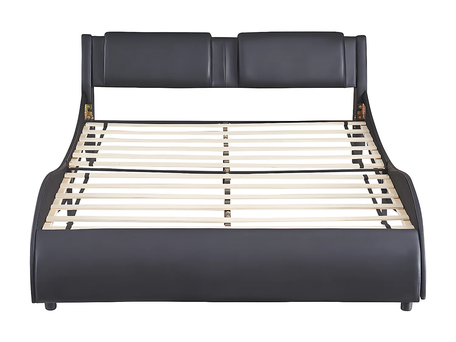 Lit avec tête de lit capitonnée avec LED- 140 x 200 cm - Noir - Sweiko