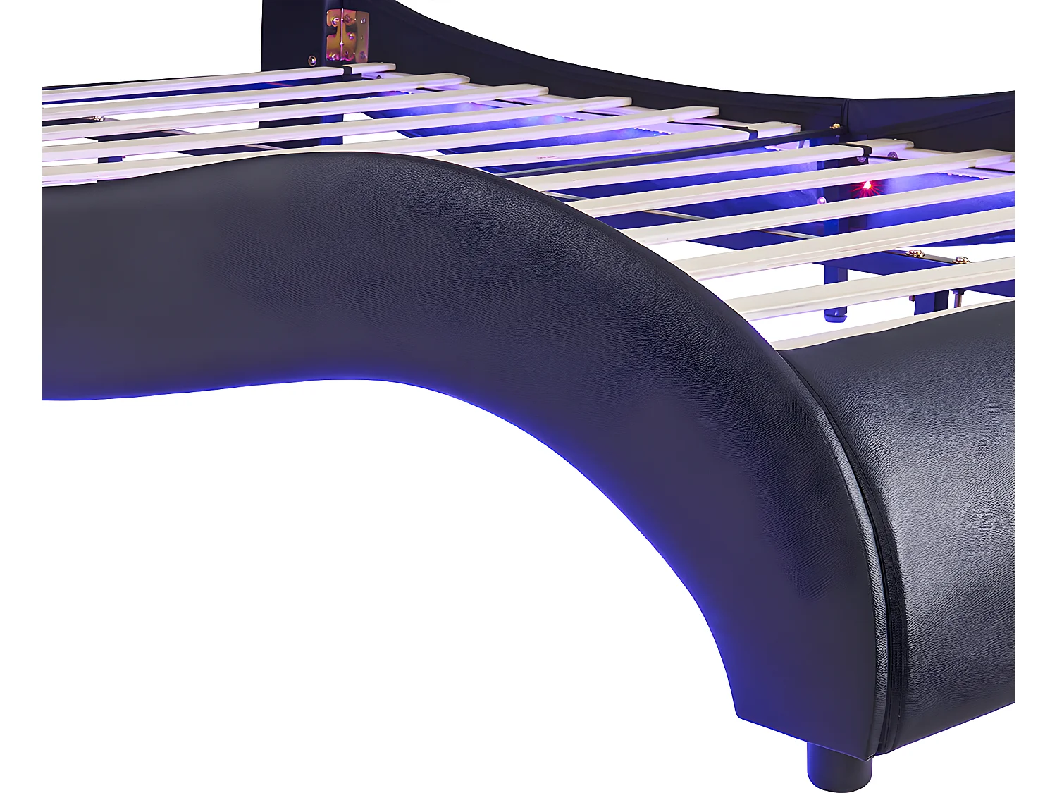 Lit avec tête de lit capitonnée avec LED- 140 x 200 cm - Noir - Sweiko