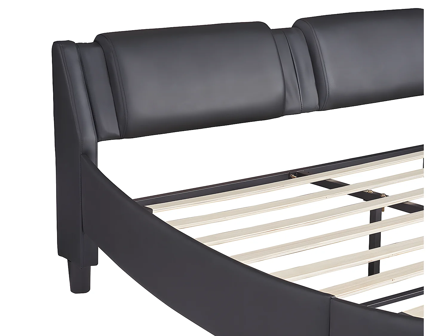 Lit avec tête de lit capitonnée avec LED- 140 x 200 cm - Noir - Sweiko