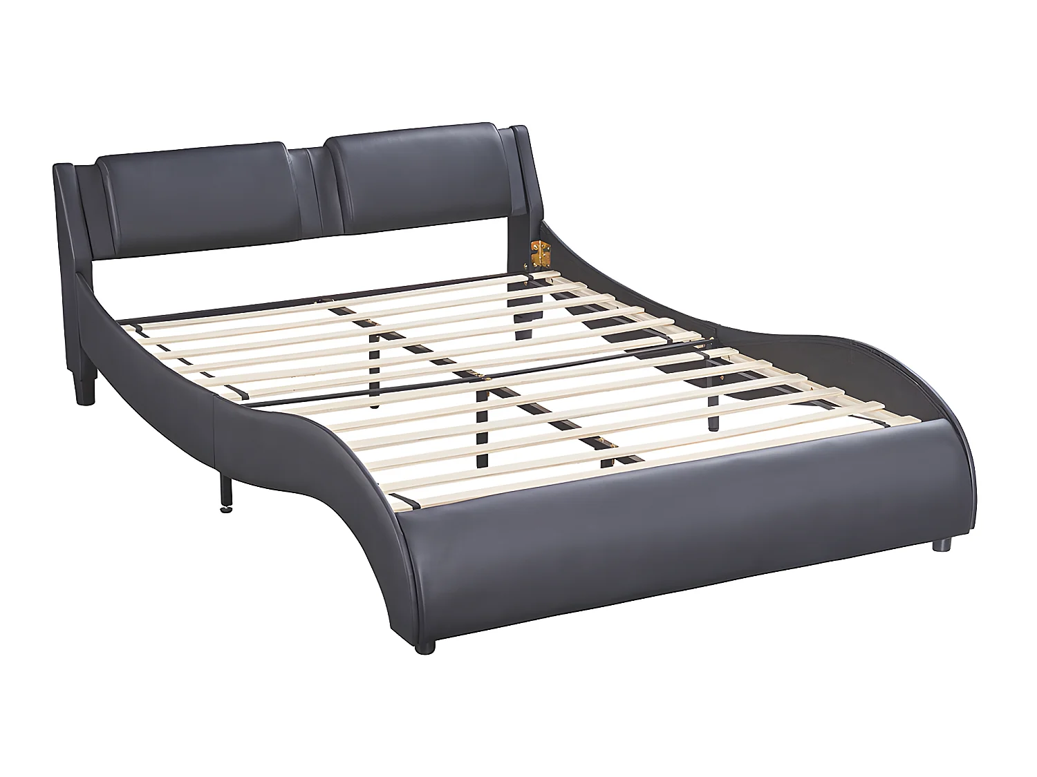 Lit avec tête de lit capitonnée avec LED- 140 x 200 cm - Noir - Sweiko