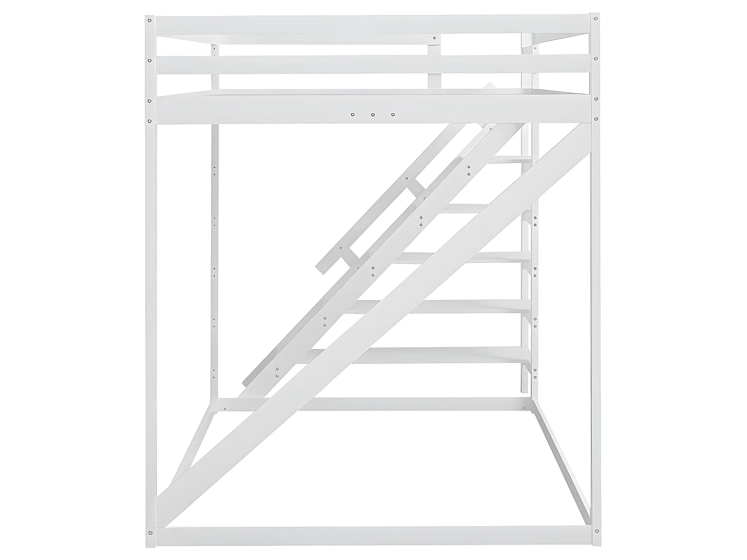 Lit mezzanine avec échelle de sécurité - 140 x 200 cm - Blanc - Sweiko