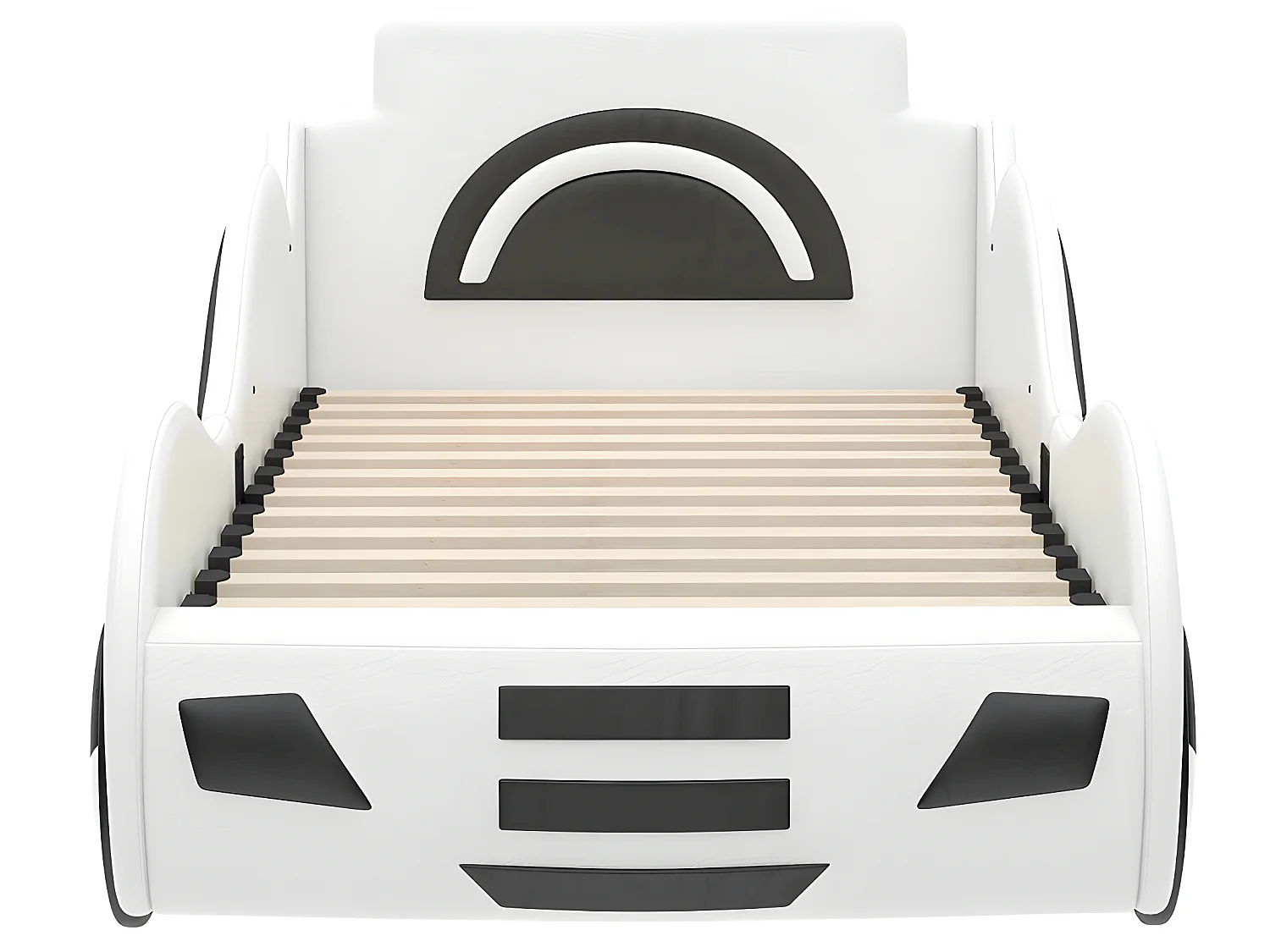 Lit coffre Lit voiture avec tête de lit rangements - 90 x 200 cm - Blanc - Sweiko