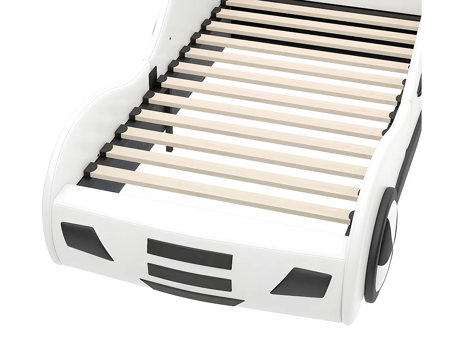 Lit coffre Lit voiture avec tête de lit rangements - 90 x 200 cm - Blanc - Sweiko