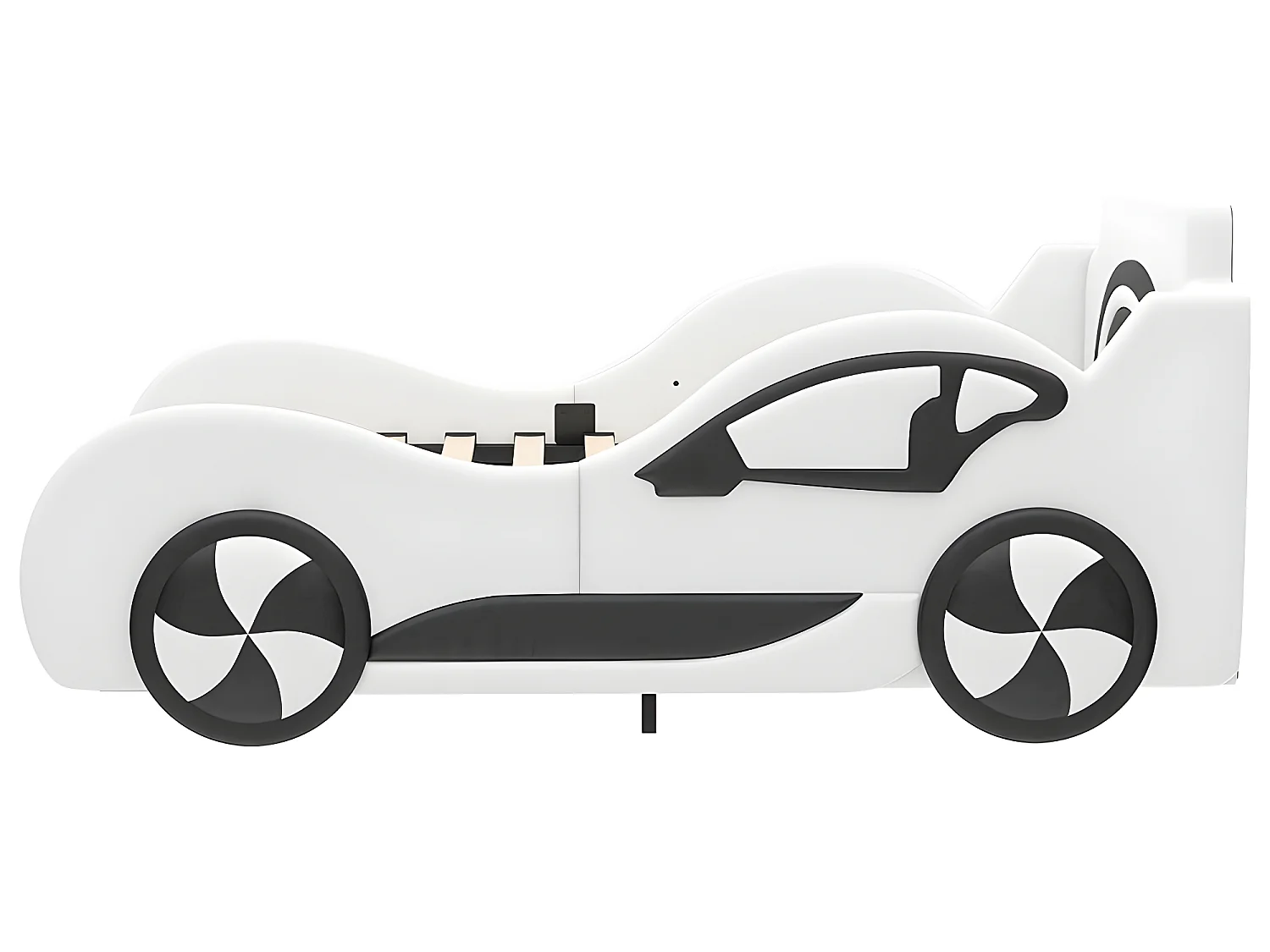 Lit coffre Lit voiture avec tête de lit rangements - 90 x 200 cm - Blanc - Sweiko