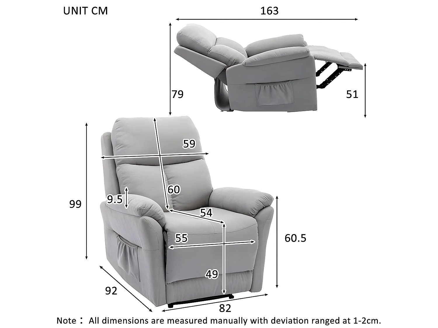 Fauteuil relax électrique en cuir - Girs - Sweiko