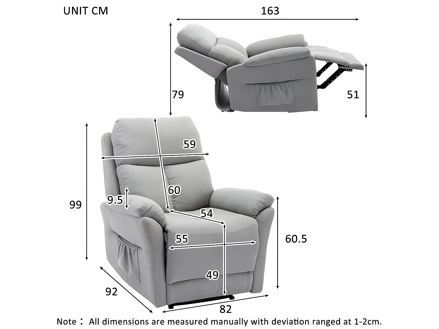 Fauteuil relax électrique en cuir - Girs - Sweiko