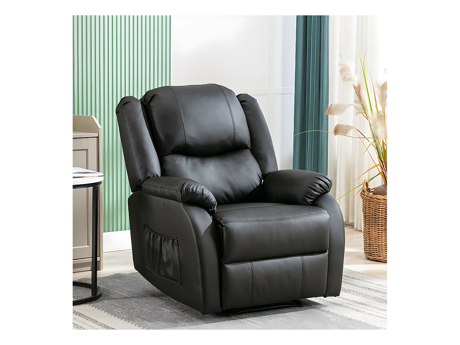 Fauteuil relax en cuir - Noir - Sweiko