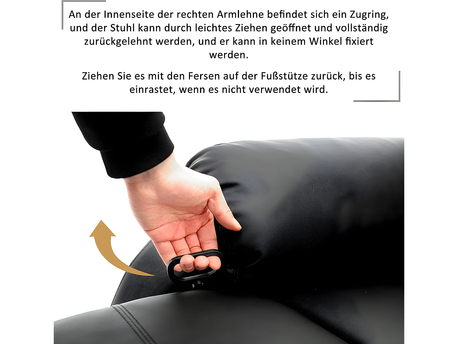 Fauteuil relax en cuir - Noir - Sweiko