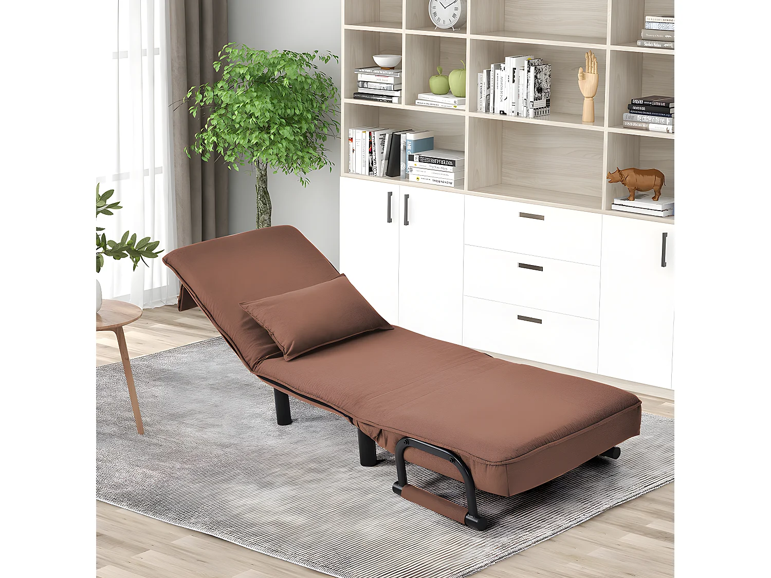 Fauteuil relax en tissu - Marron - Sweiko