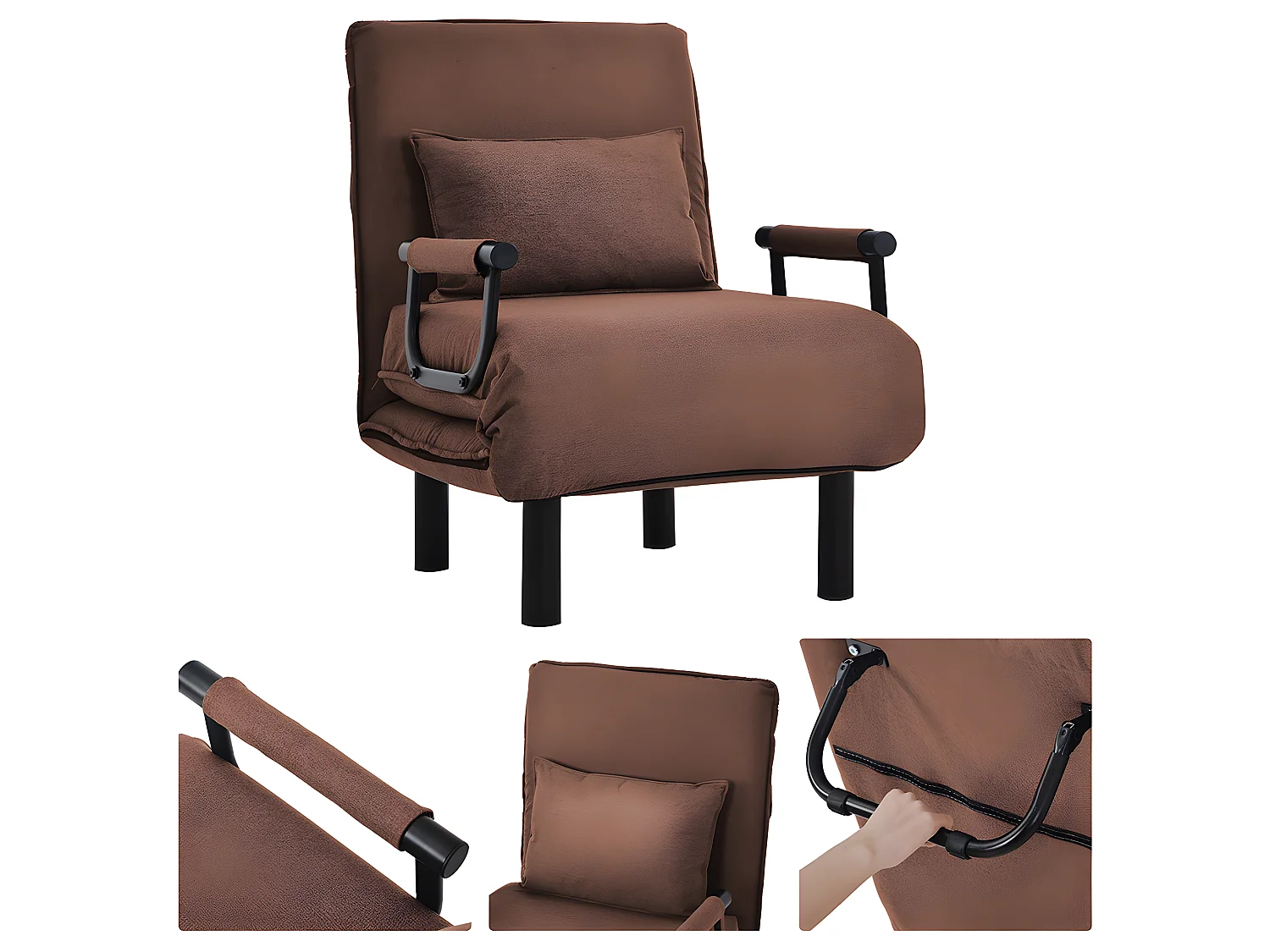 Fauteuil relax en tissu - Marron - Sweiko