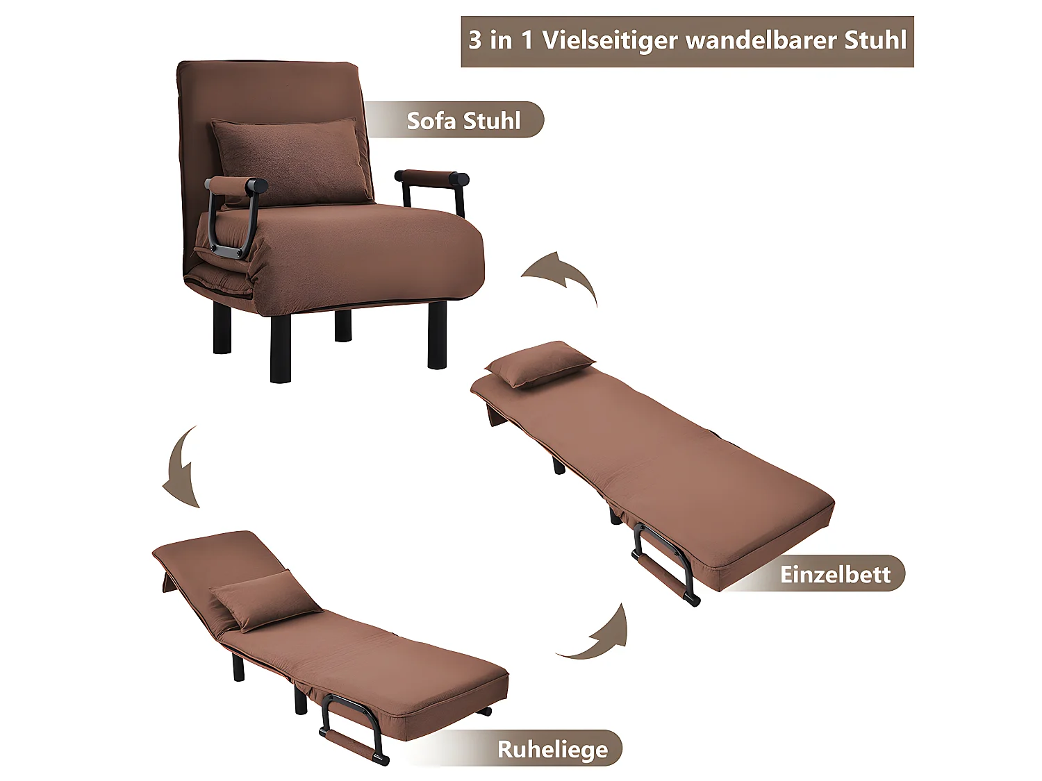 Fauteuil relax en tissu - Marron - Sweiko