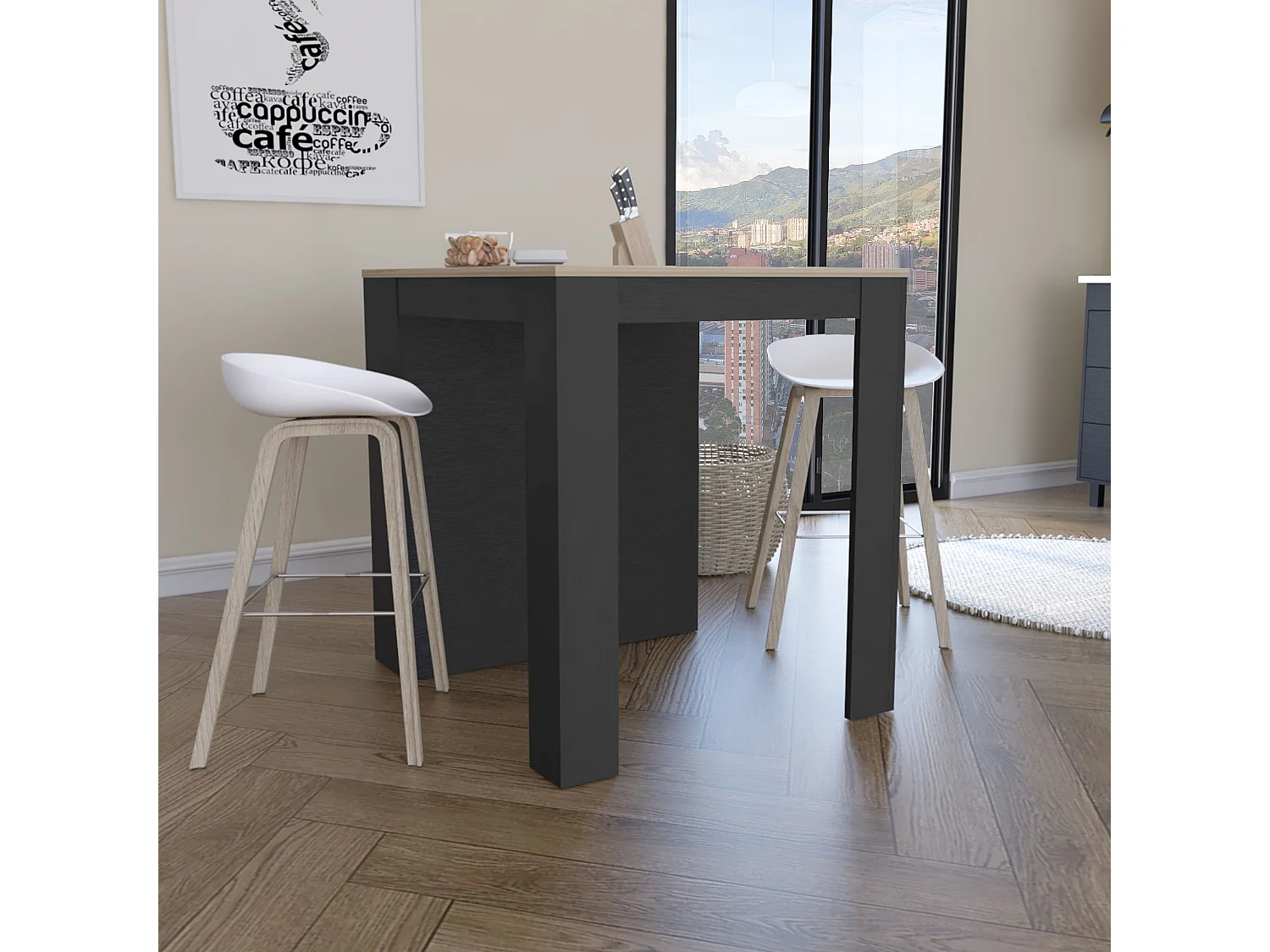 Mesa de jantar Tanna, com prateleiras