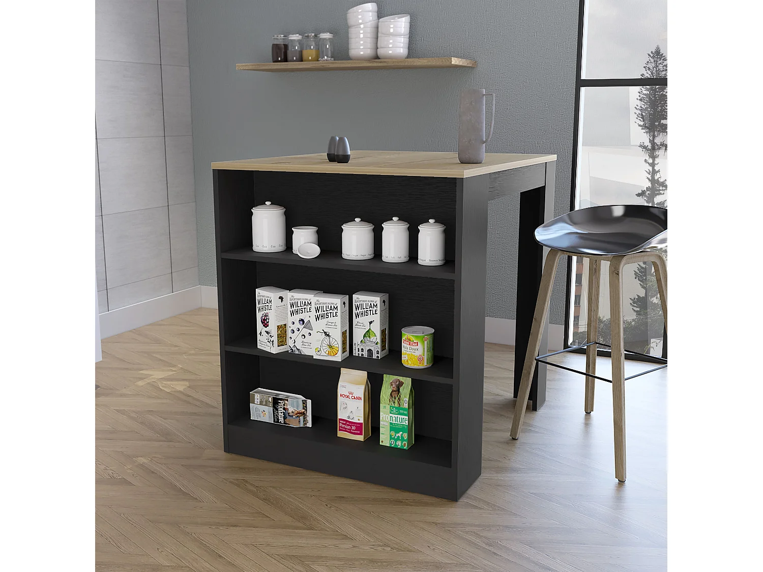 Mesa de jantar Tanna, com prateleiras