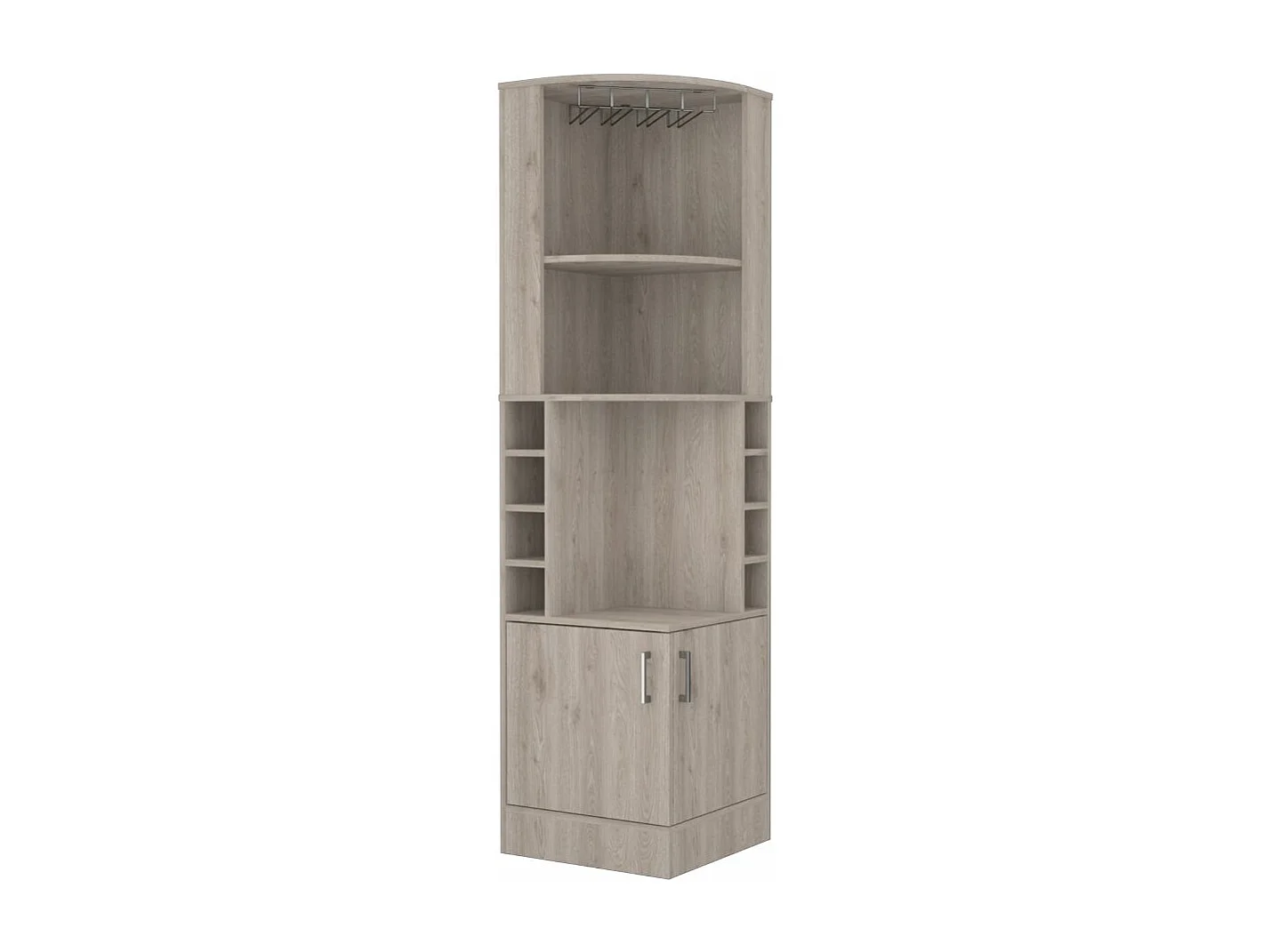 Mobile bar angolare Syrah, con portabicchieri , 180.59 cm X 46.73 cm X 46.73 cm , Grigio / argento