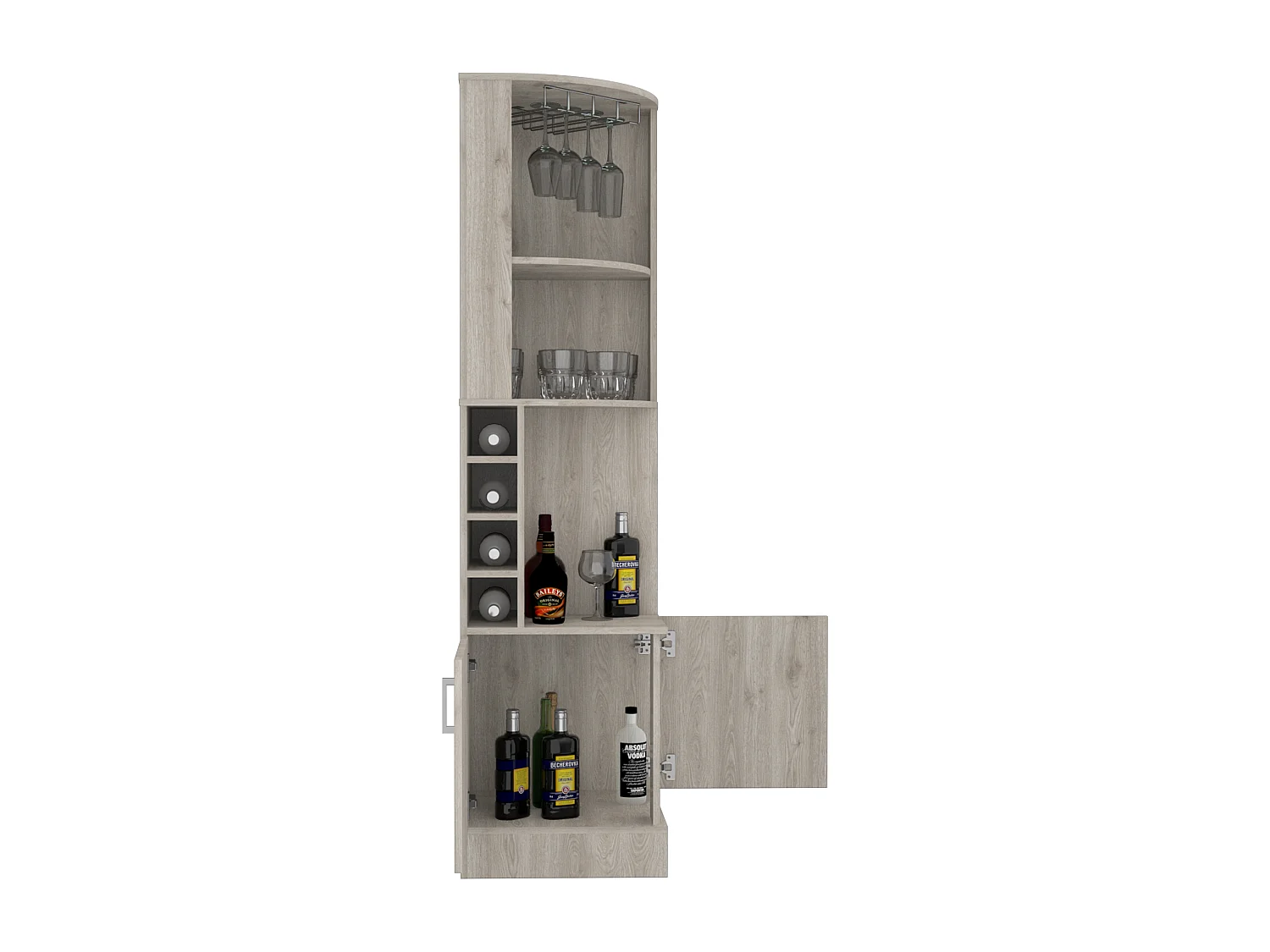 Mueble bar esquinero Syrah, con soporte para copas , 180.59 cm  X 46.73 cm  X 46.73 cm  , Blanco