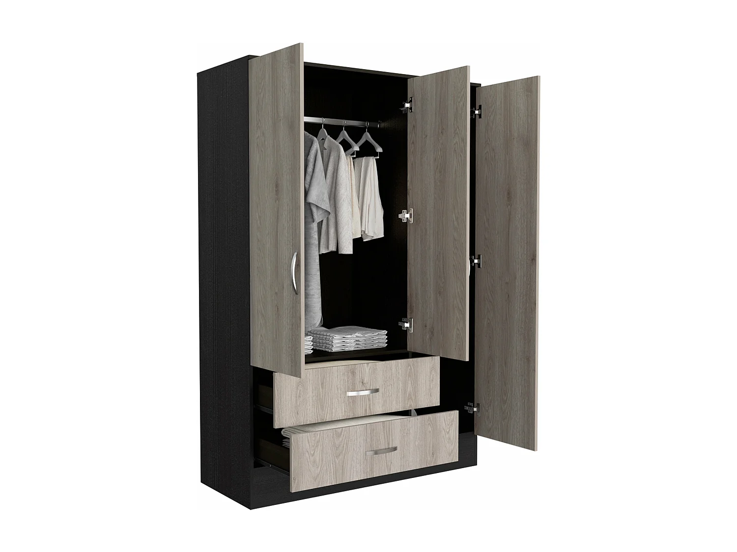 Armoire avec miroir Bolton, 3 portes et  2 tiroirs