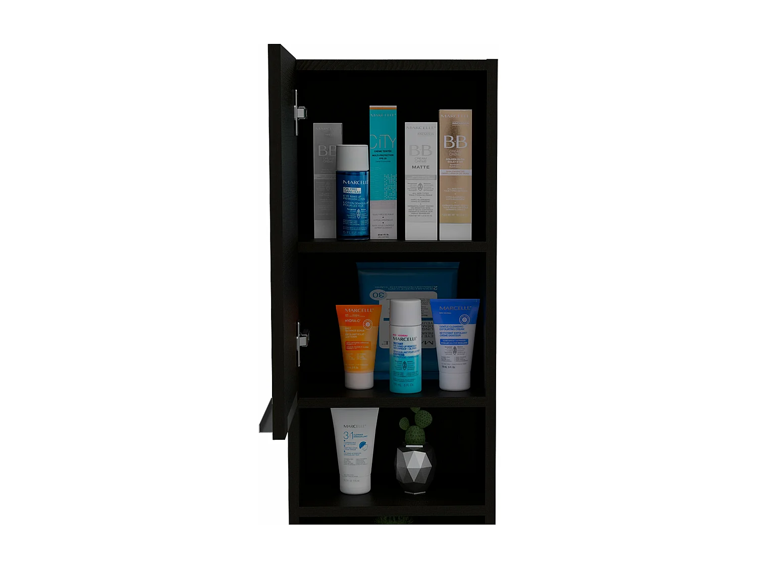 Armadietto da parete per bagno Mila, con ripiani , 81.7 cm X 29.99 cm X 25.50 cm , Nero