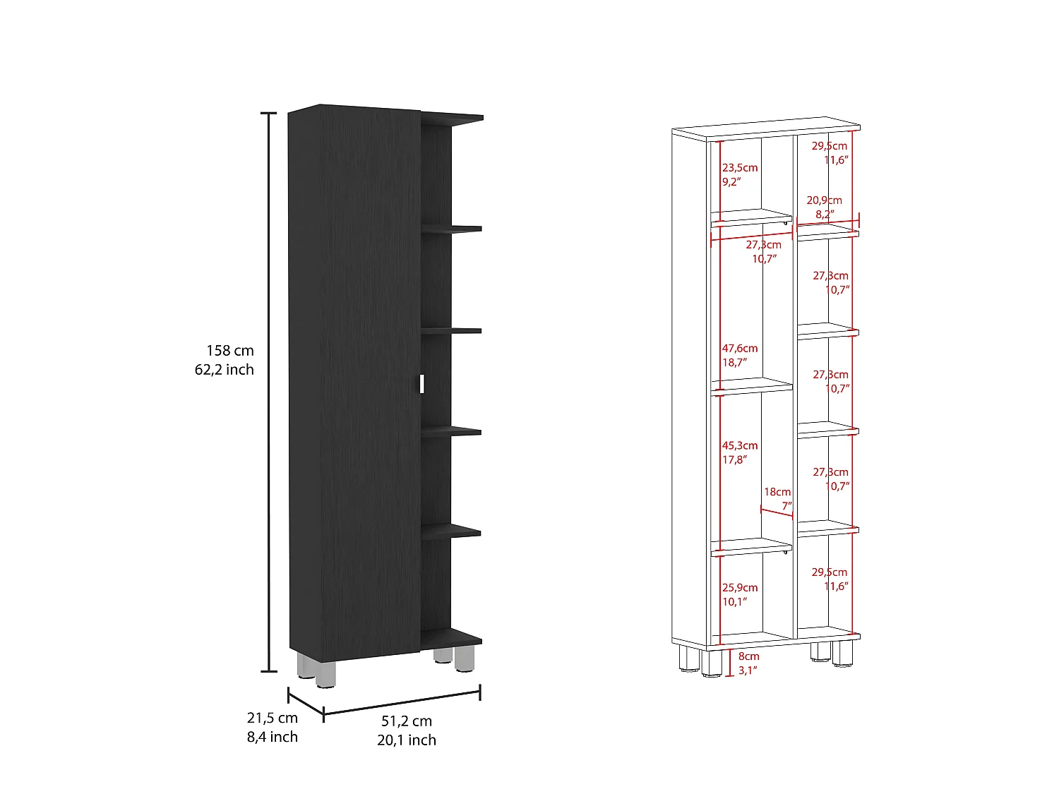 TUHOME CONCEPT Columna de baño Urano de 158 cm, wengué