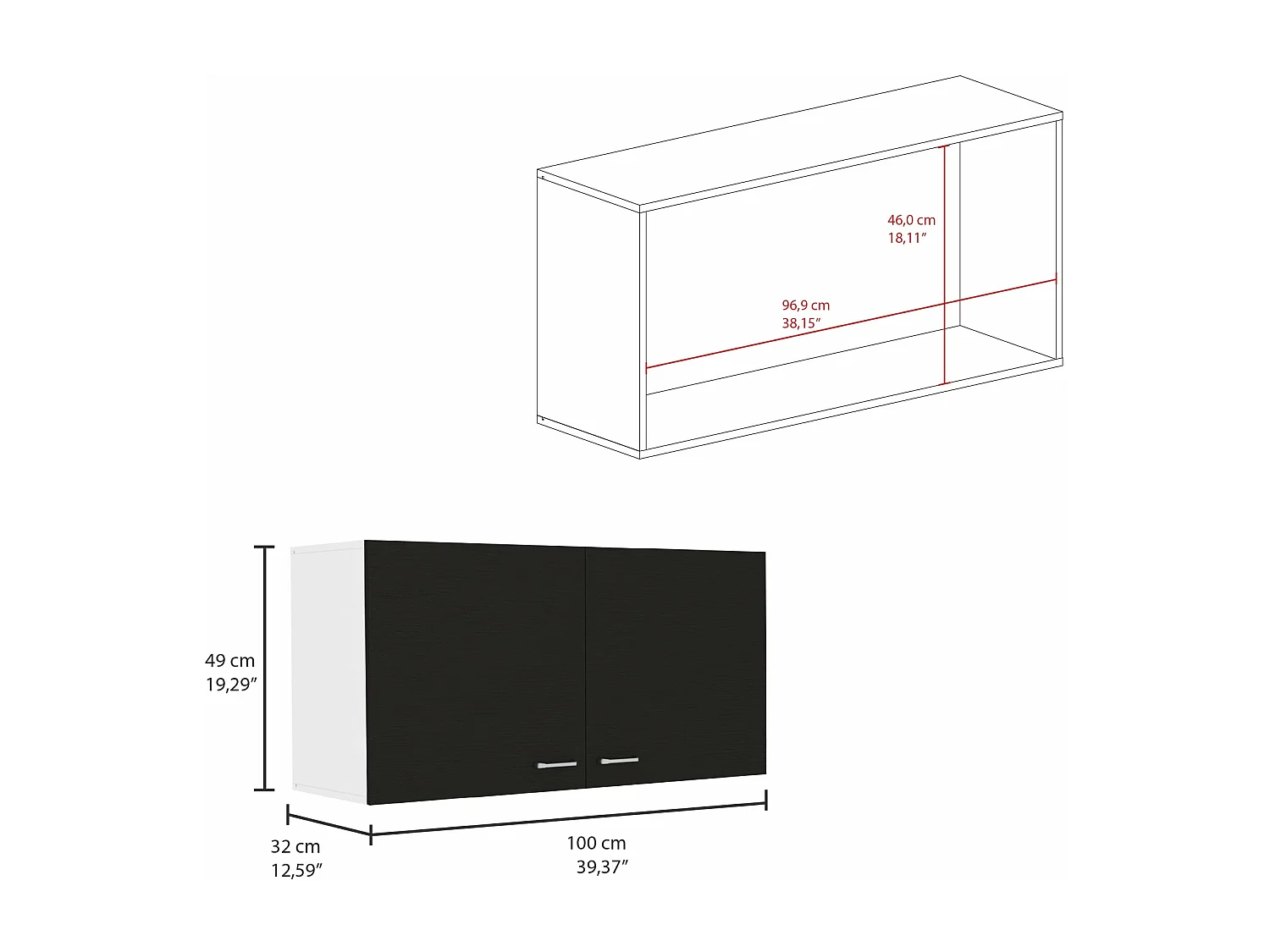 Meuble de cuisine Naples, avec deux portes , 49.02 cm X 99.82 cm X 32 cm , Multicolore