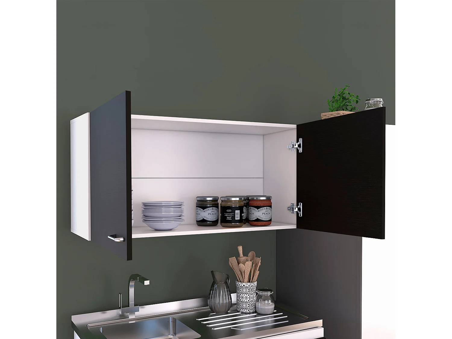 Meuble de cuisine Naples, avec deux portes , 49.02 cm X 99.82 cm X 32 cm , Multicolore