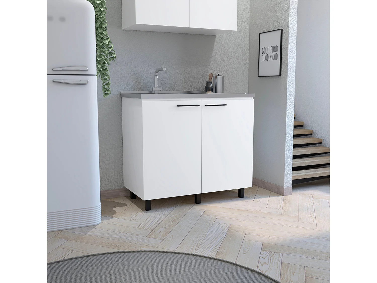 Evier de cuisine Naples, avec 2 portes , 89 cm X 100 cm X 52.5 cm , Multicolore