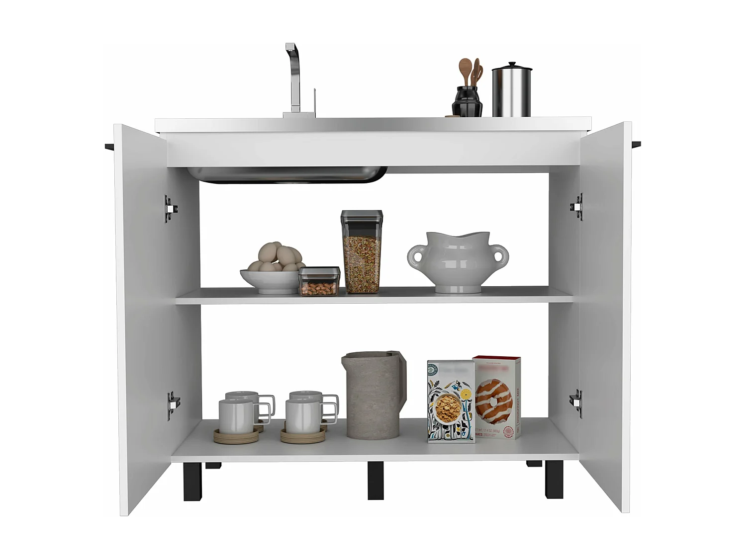 Evier de cuisine Naples, avec 2 portes , 89 cm X 100 cm X 52.5 cm , Multicolore