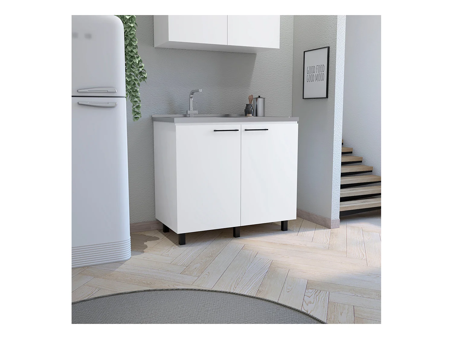 Lavello Napoli, con 2 ante , 89 cm X 100 cm X 52.5 cm , Multicolore