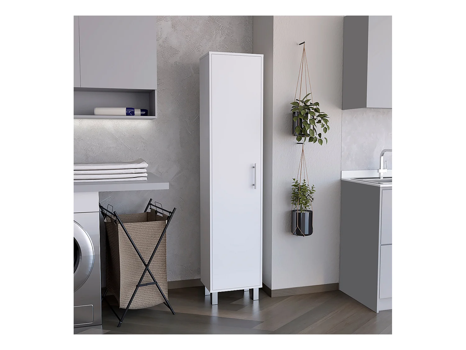 Laska Armadio multifunzionale, con 1 anta e gambe , 180 cm X 40 cm X 29.8 cm , Multicolore