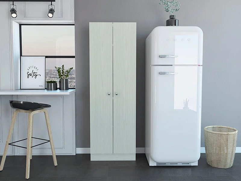 Z 60 Armário multifuncional, com duas portas e prateleiras interiores, 180.59 cm X 59.94 cm X 29.97 cm , Bege