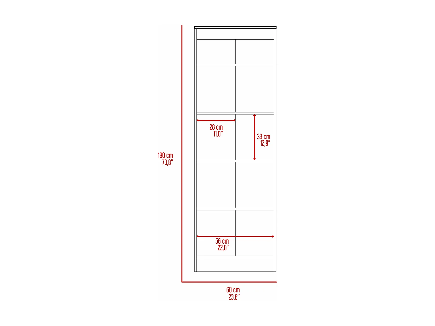 Z 60 Armadio multifunzionale, con due ante e ripiani interni, 180.59 cm X 59.94 cm X 29.97 cm , Beige