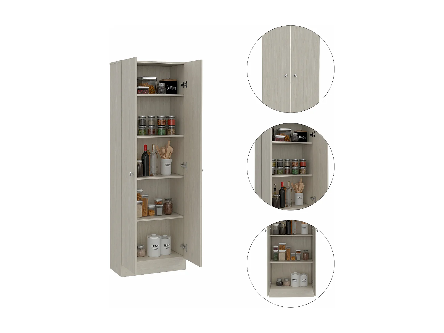 Armario Multifuncional Z 60, con dos puertas y estantes internos , 180.59 cm  X 59.94 cm  X 29.97 cm  , Beige
