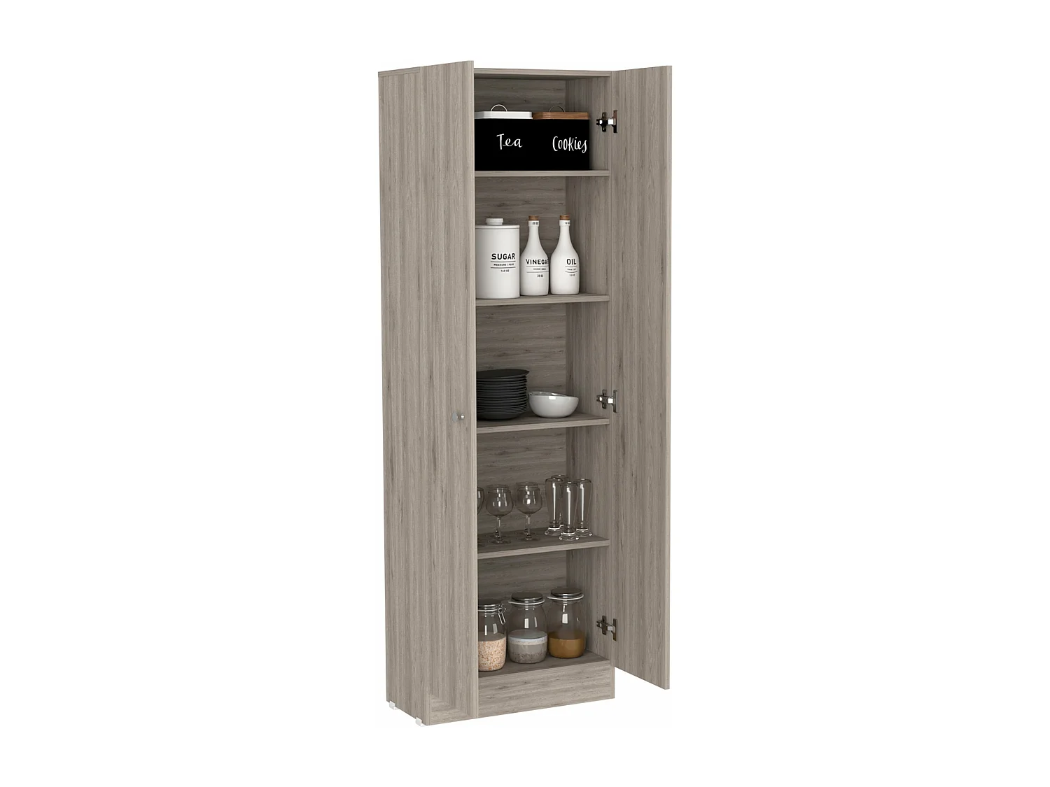Armario Multifuncional Z 60, con dos puertas y estantes internos , 180.59 cm  X 59.94 cm  X 29.97 cm  , Gris / plata