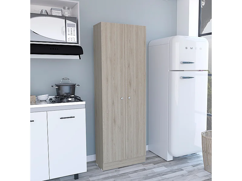 Armadio multifunzionale Z 60, con due ante e ripiani interni , 180.59 cm X 59.94 cm X 29.97 cm , Grigio / argento