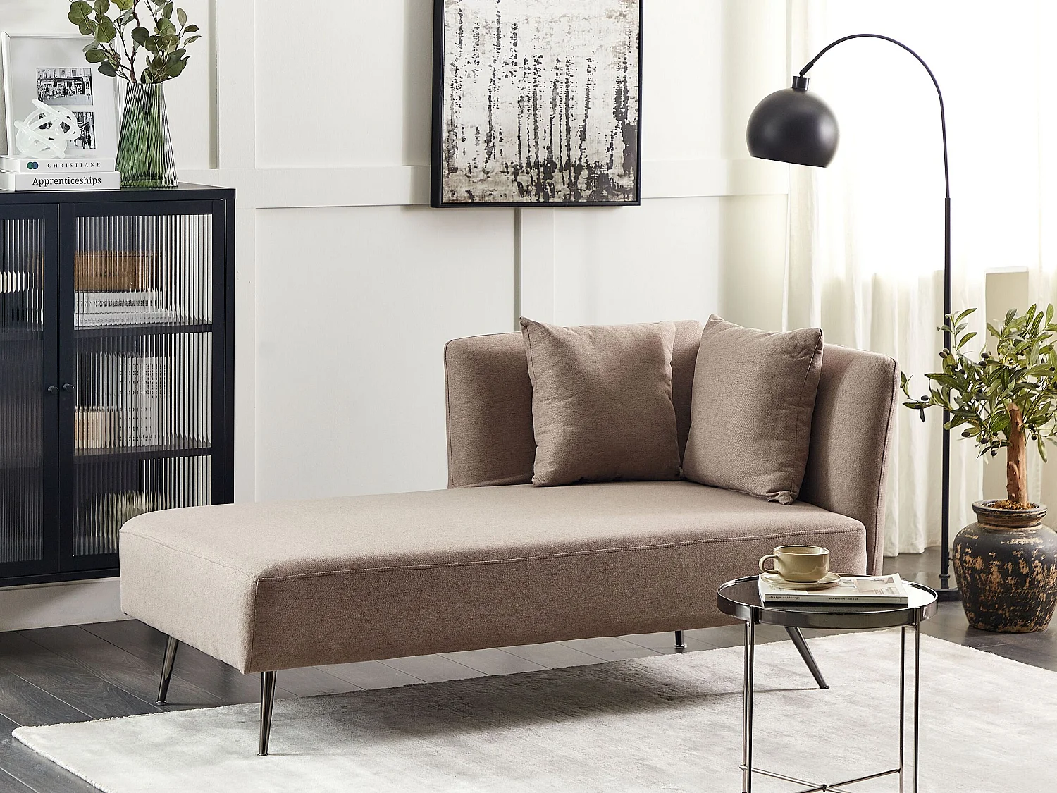 Rechtszijdige chaise longue RIOM Stof Lichtbruin