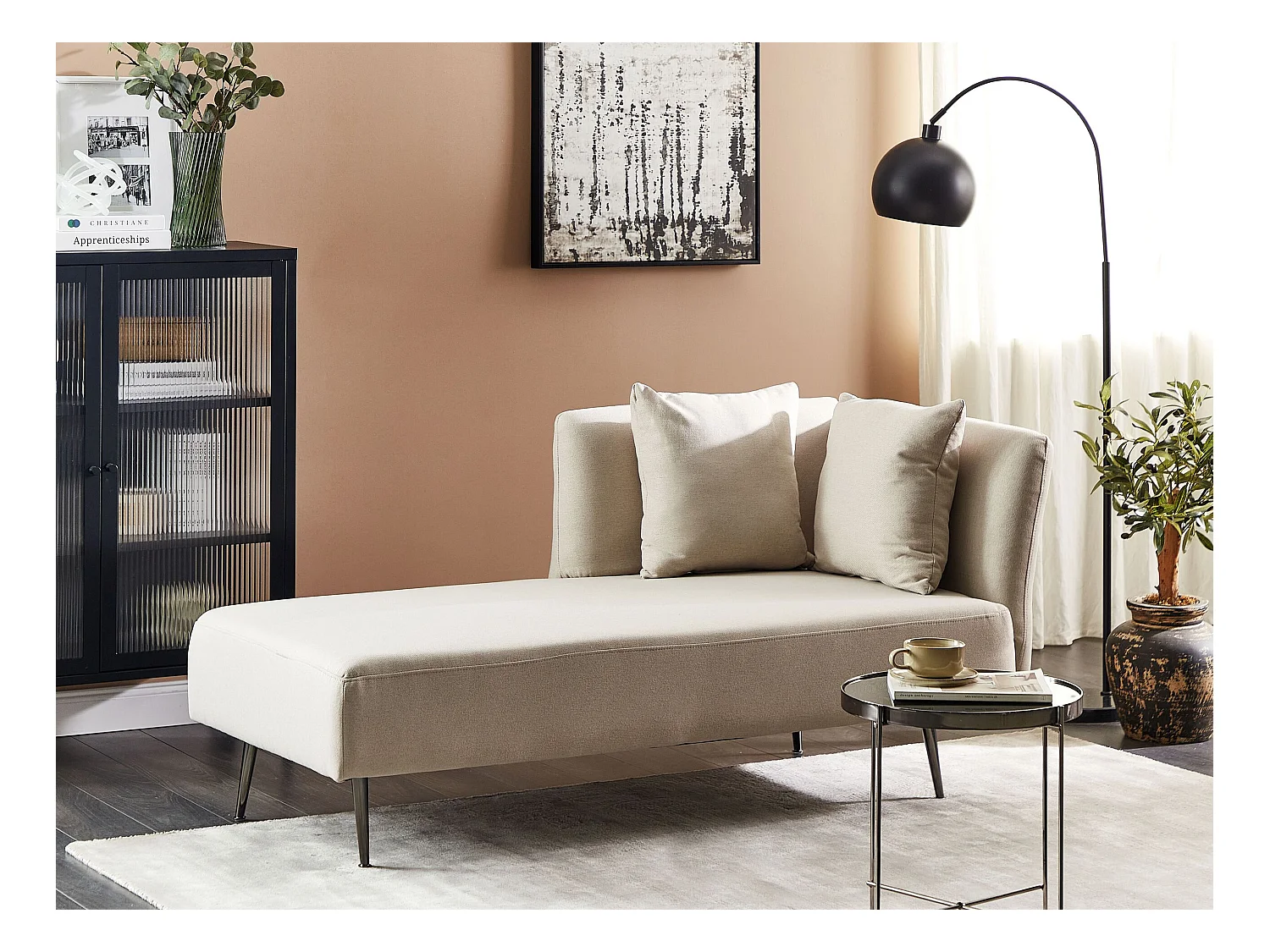 Chaise longue côté droit RIOM Tissu Beige