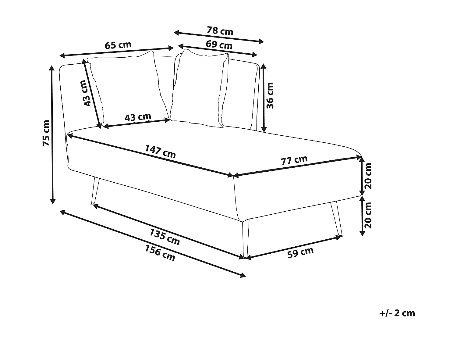 Chaise longue côté droite RIOM Tissu Vert menthe