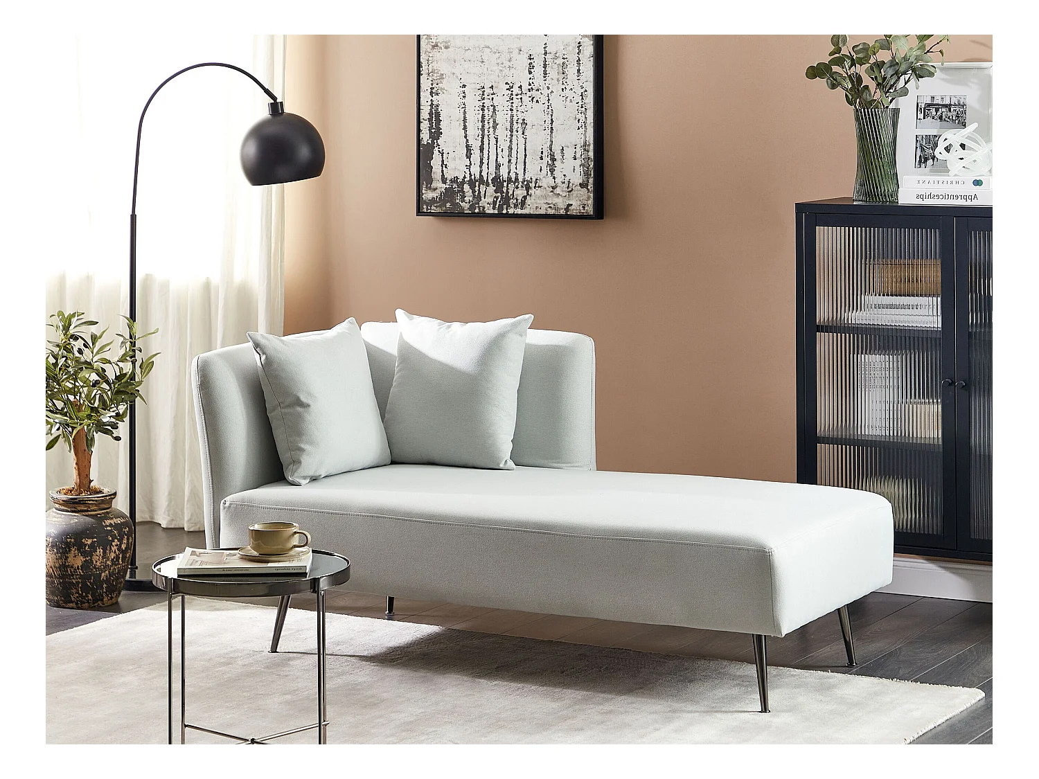 Linkszijdige chaise longue RIOM Stof Mintgroen