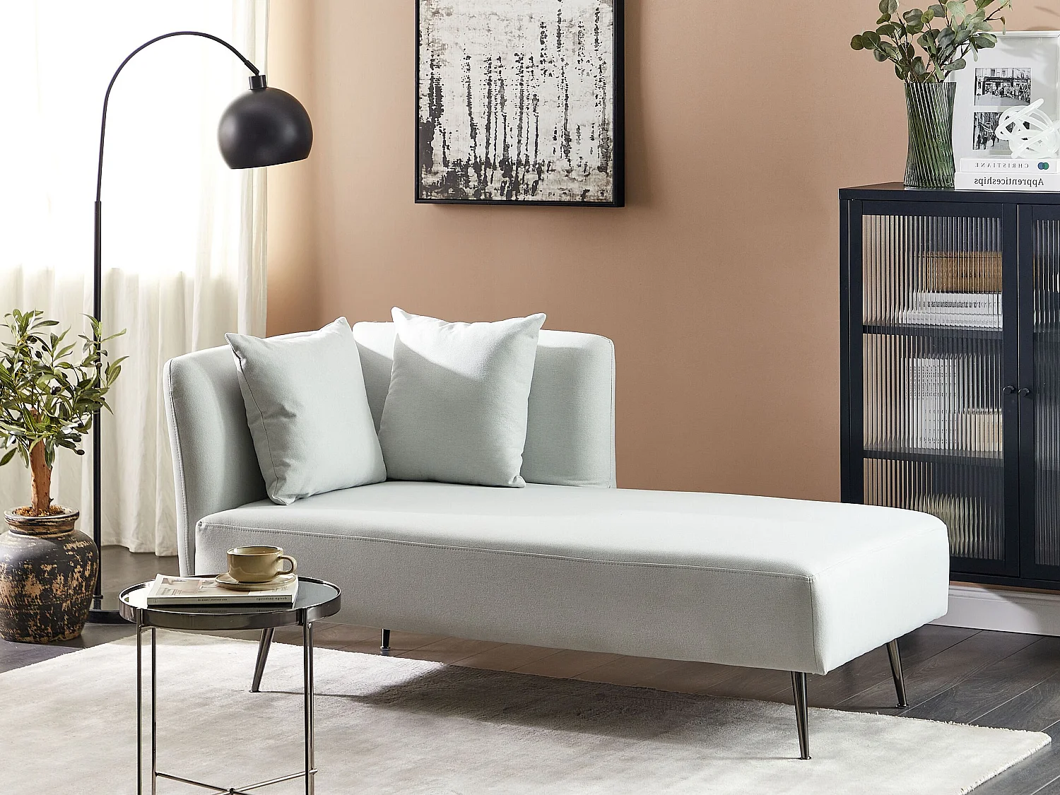Linkszijdige chaise longue RIOM Stof Mintgroen