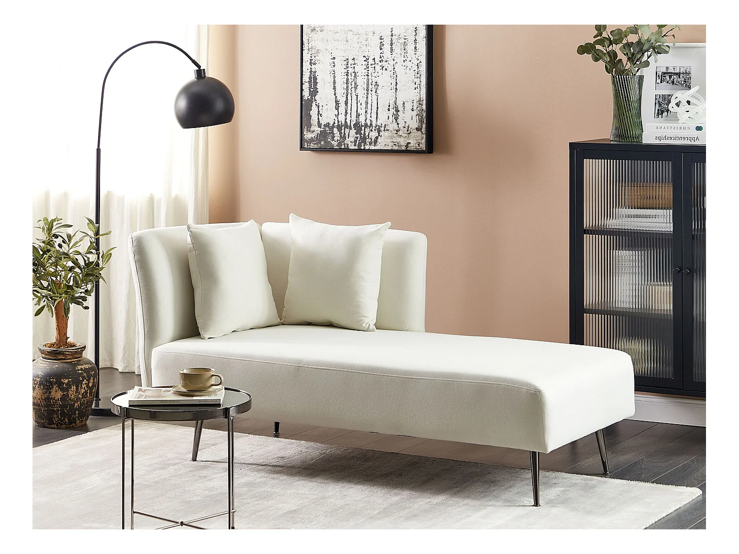 Chaise longue versione sinistra RIOM Tessuto Bianco sporco