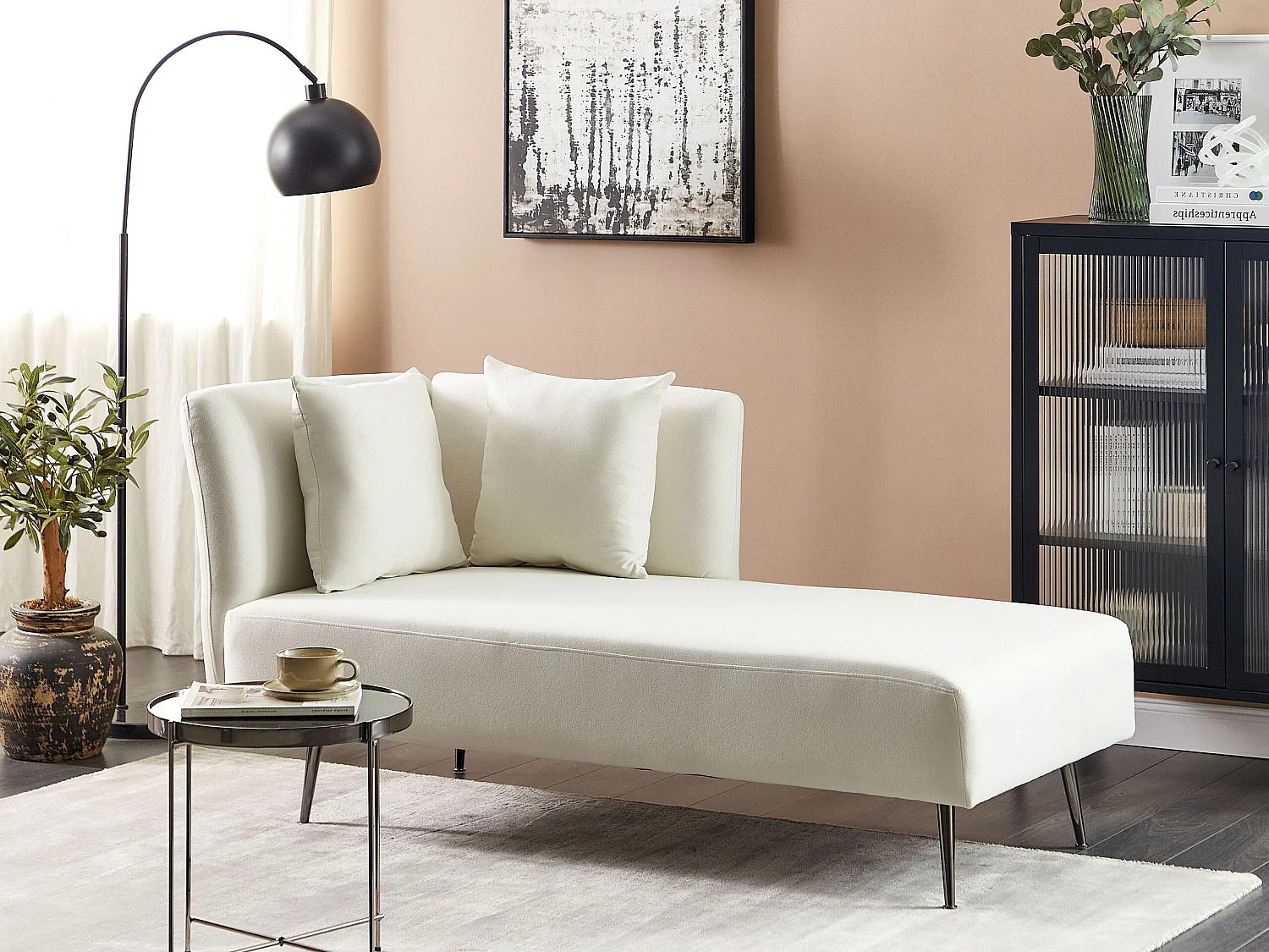 Chaise longue côté gauche RIOM Tissu Blanc