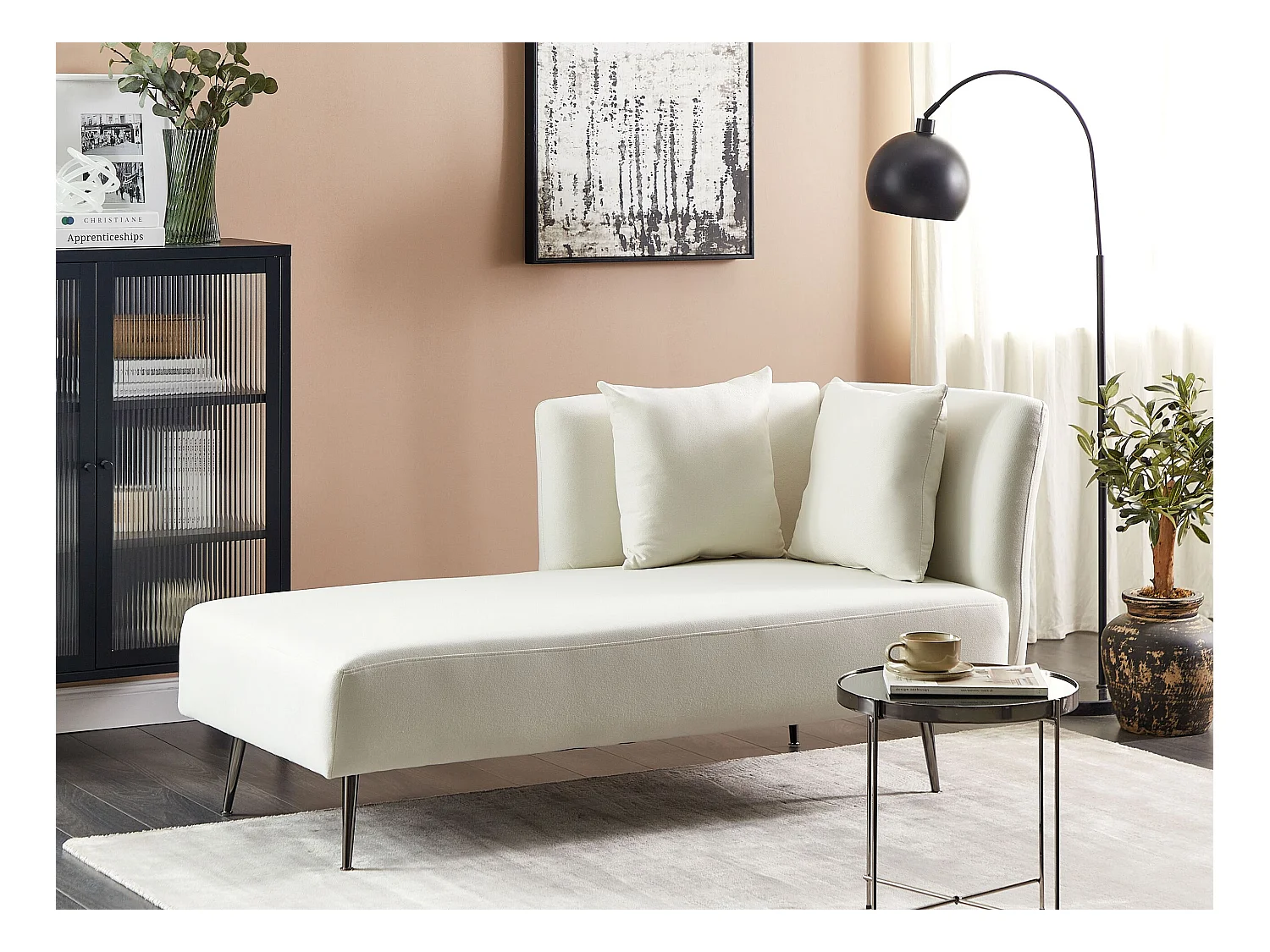 Chaise longue côté droit RIOM Tissu Blanc