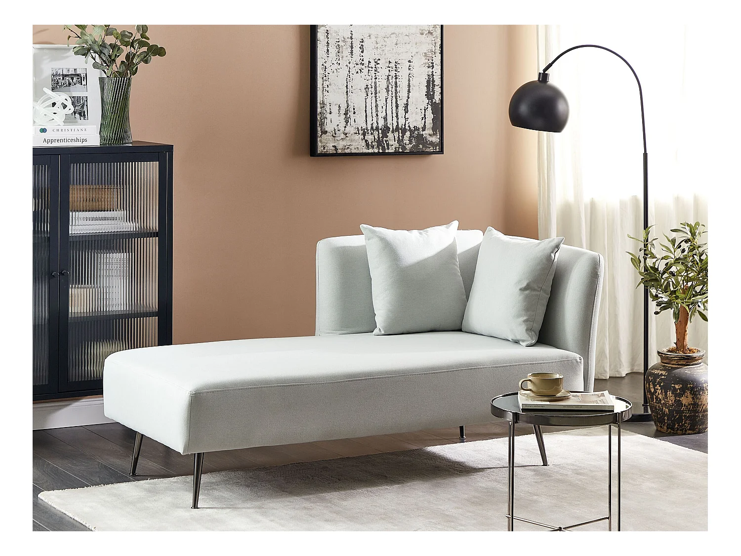 Chaise longue côté droit RIOM Tissu Vert menthe