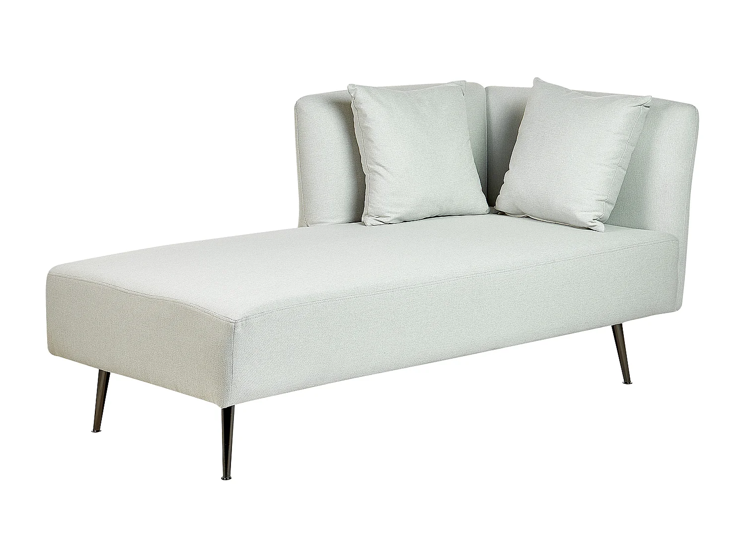 Chaiselongue Stoff mint grün rechtsseitig mit Kissen Lehne Metallgestell Riom