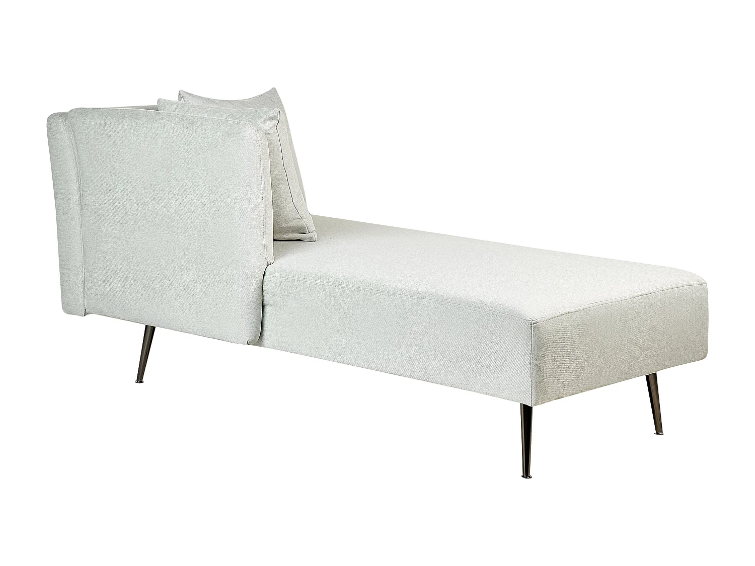 Chaiselongue Stoff mint grün rechtsseitig mit Kissen Lehne Metallgestell Riom