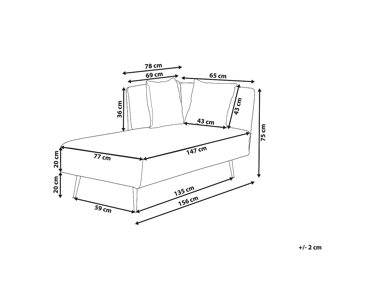 Rechtszijdige chaise longue RIOM Stof Mintgroen
