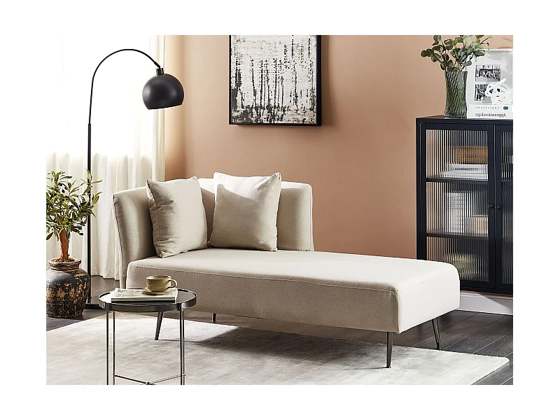 Chaise longue à esquerda RIOM Tecido Creme