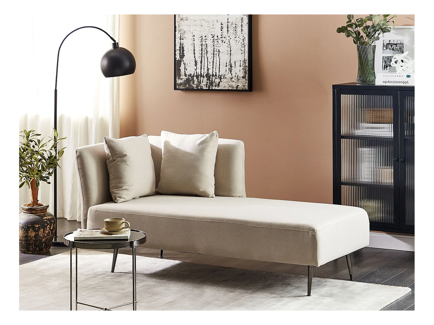 Chaise longue versione sinistra RIOM Tessuto Beige