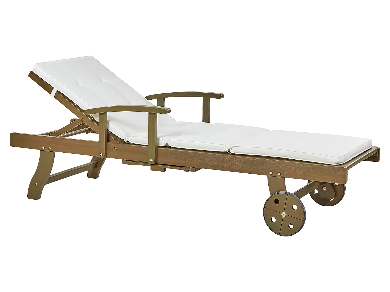 Lettino Prendisole con Cuscino AMANTEA Legno d'acacia Bianco sporco